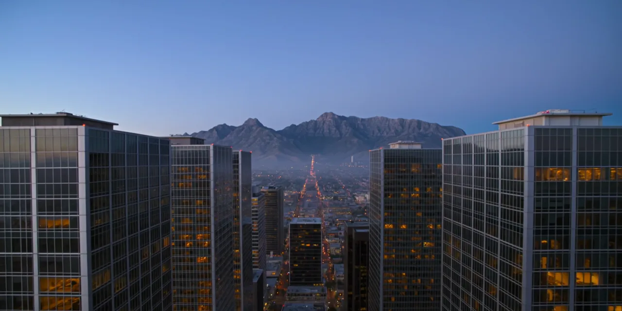 Vista aérea de una ciudad latinoamericana al atardecer